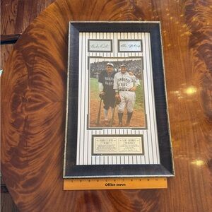 Babe Ruth & Lou Gehrig New York Yankees Framed Photo w/ Facsimile Signatures